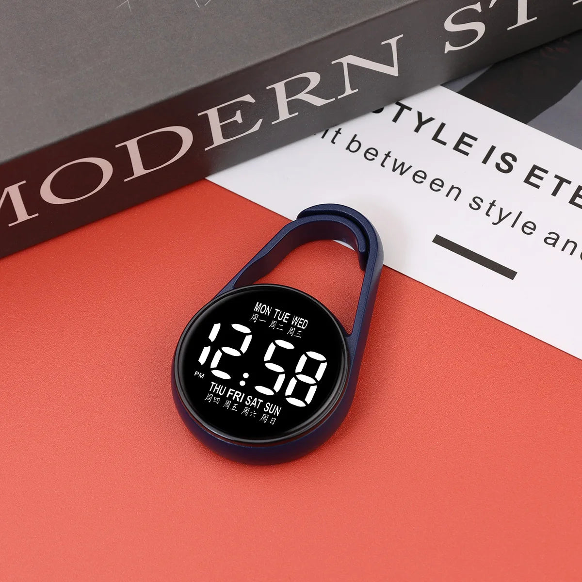 LED Electronic Hanging Watch Night Light Digital Electronic Hanging Watch Pocket Watch - Dark Blue