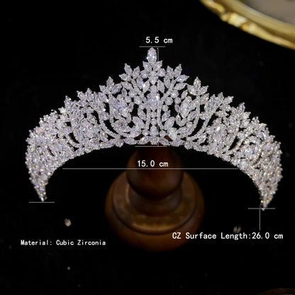 ASNOR Silver Color Bridal Tiaras New Crown Cubic Zirconia Crystal Headpieces Pageant Diadema Wedding Hair Accessories A01539