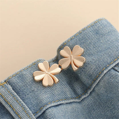 1 Pair Jeans Button Adjustable Clips for Pant Skirts Waist Tightener Buckle Snap Button Adjuster Pants Pin Retractable Button