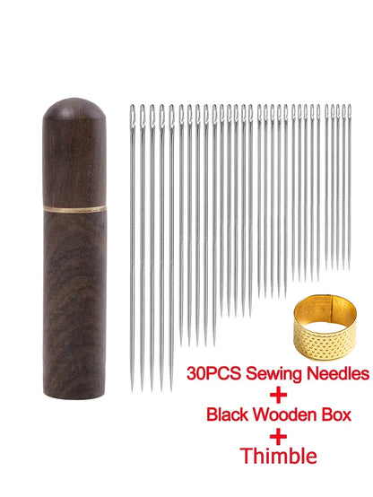 Side Hole Blind Sewing Needles Stainless Steel Elderly Needles Hand Sewing Stitching Pin DIY Home Self Threading Needle with 