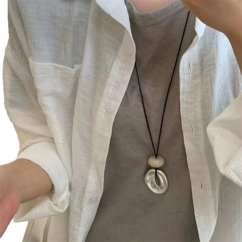 Irregular Pendant Jewelry for Women Exquisite Simple Rope Chain Long Necklace Adjustable Casual Versatile Accessories Gifts