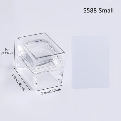1pc Transparent Silicone Nail Art Stamping Kit French Design For Manicure Plate Stamp Polish Seal Two Side Stamper Scraper To