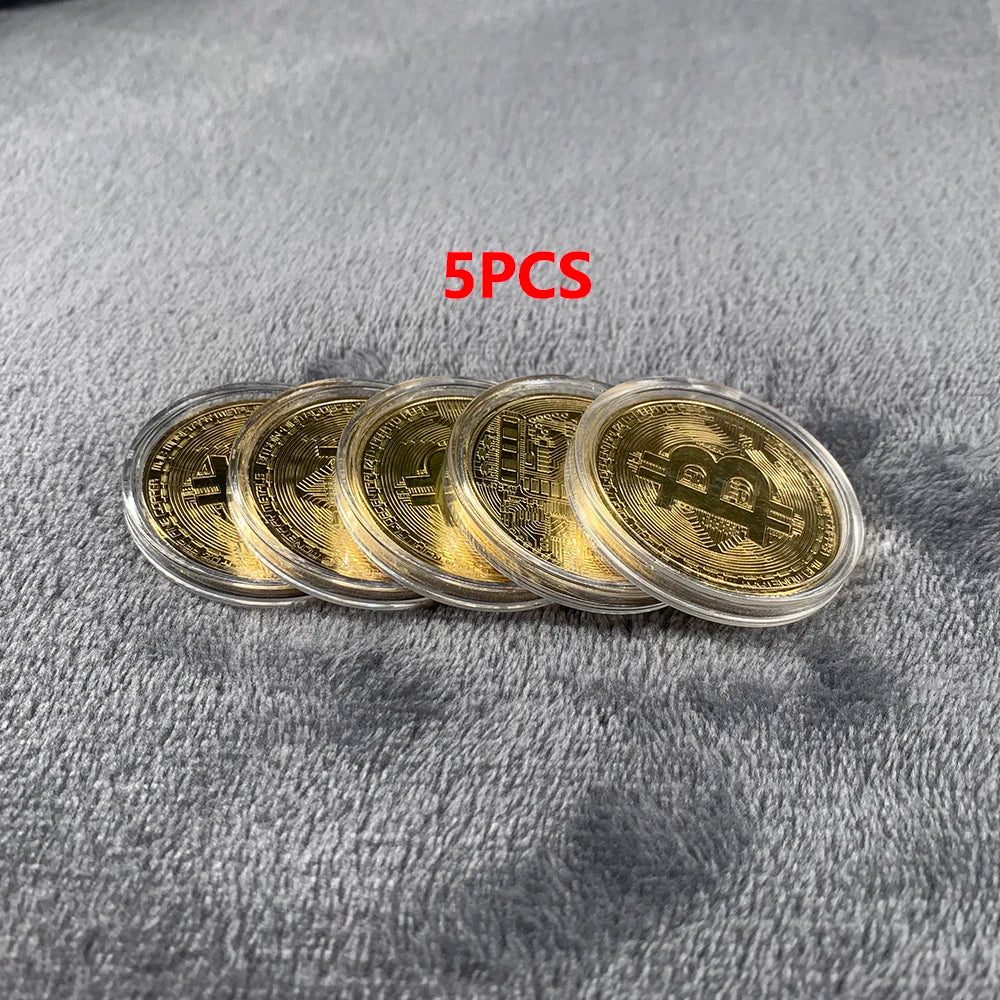 Gold Plated Bitcoin Coin Collectible Art Collection Gift Physical Commemorative Casascius Bit BTC Metal Antique Crafts Imitat