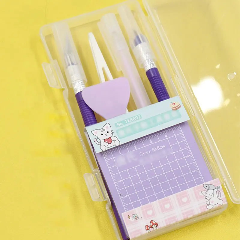 DIY Art Craft Tool Set with Cutting Mat & Sculpting Tools, Multi-Functional Creative Kit with Clear Storage Box for Handmade 