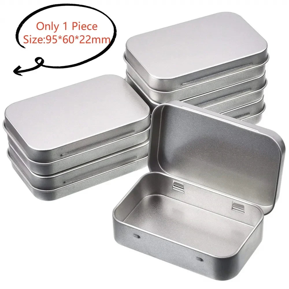 New Square Tin Storage Boxes Small Metal Storage Box Silver Jewelry Keys Coins Metal Box Tin Wedding Candy Storage Tin Can - 