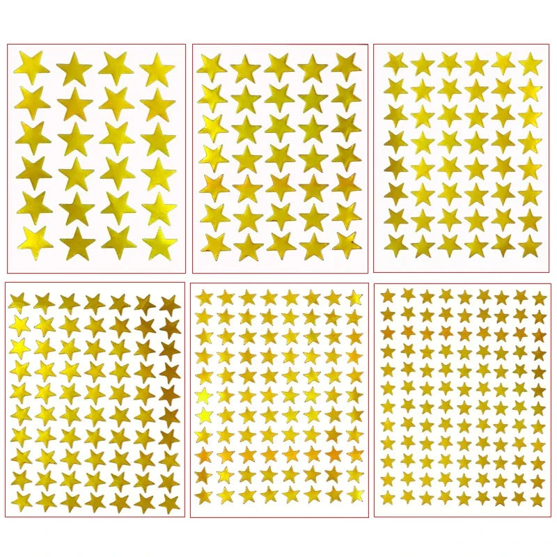 10 Sheets/bag Gold Star Sticker Stamping Five Pointed Star Sticker Children's Reward Sticker Teacher Praise Label
