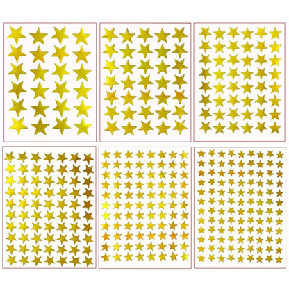 10 Sheets/bag Gold Star Sticker Stamping Five Pointed Star Sticker Children's Reward Sticker Teacher Praise Label
