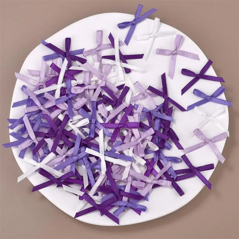 100Pcs Mini Satin Ribbons Flowers Bows Ties For DIY Craft Scrapbooking Embellishment Accessories Pets Hair Clothes Decoration