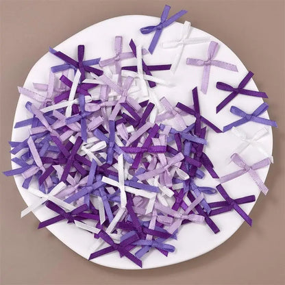 100Pcs Mini Satin Ribbons Flowers Bows Ties For DIY Craft Scrapbooking Embellishment Accessories Pets Hair Clothes Decoration