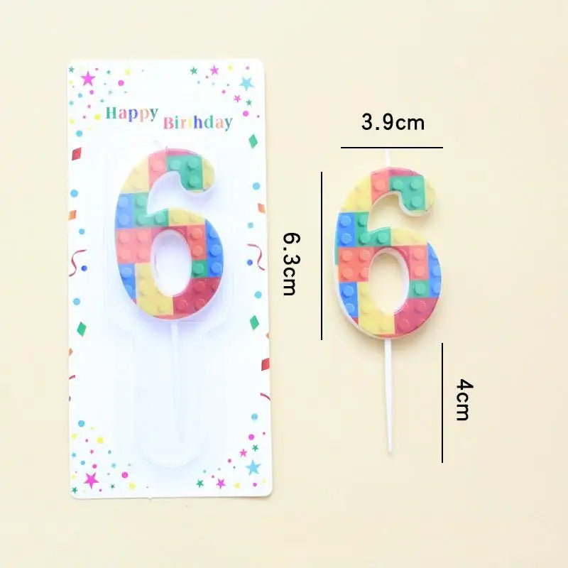 New Building Block Number 0-9 Candle 1PC Color Building Block Shaped Digital Candle Cake Decoration Birthday Baking Decor Plu