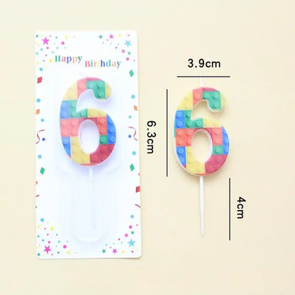 New Building Block Number 0-9 Candle 1PC Color Building Block Shaped Digital Candle Cake Decoration Birthday Baking Decor Plu