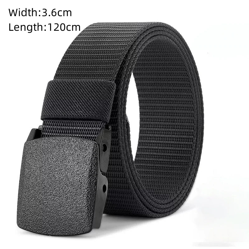 Men's Belt Outdoor Hunting Tactics Belt Multi functional Buckle Nylon Belt Marine Corps Canvas Belt - Black-YD392