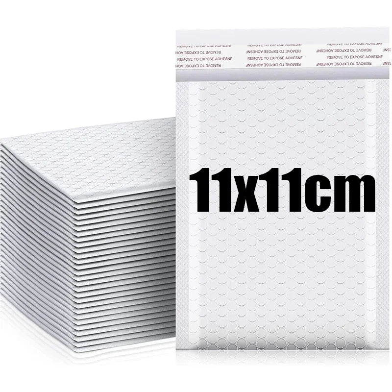 White Self-Sealing Bubble Envelopes Bag Waterproof Mailers Shipping Envelope Pouch Packaging Bags Storage Organizer - 11x11cm