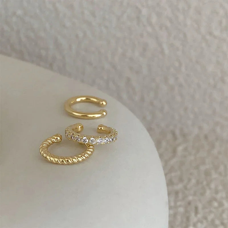 LATS Clips Earrings for Women Unisex Minimalist Fashion Cartilage Hoop Earings Set Ear Cuff Fake Piercing Clip on Ear Jewelry