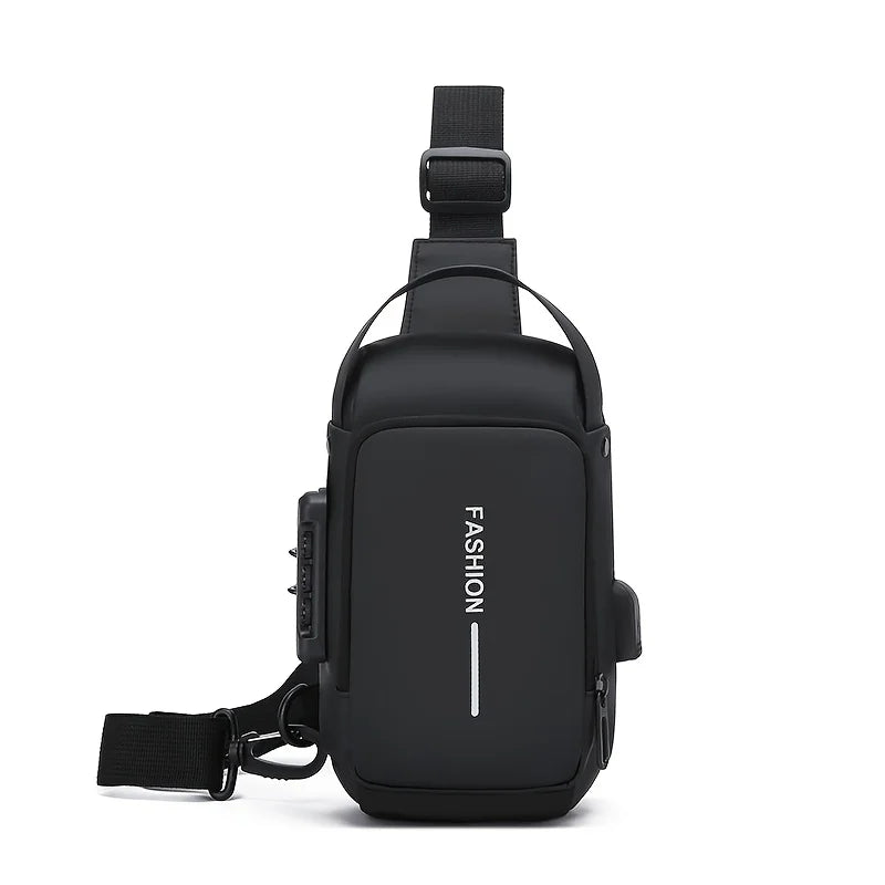 Durable Oxford Fabric Men's Sling Bag - Stylish Motorcycle Crossbody Chest Pack with Phone Pocket, Zip Closure for Daily Comm