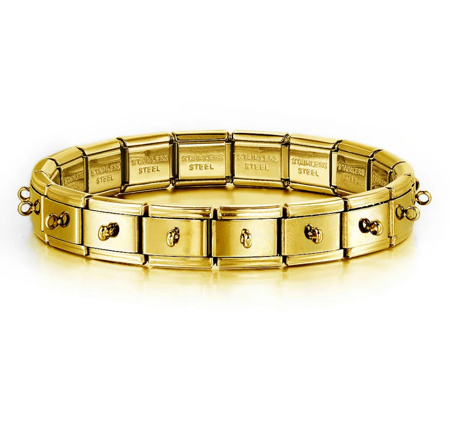 2025 Fashion Functional Elastic Bracelet Modular Bulk Italian Charms Links Fit Bracelet Stainless Steel Jewelry