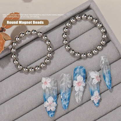 Round Magnetic Bead Nail Art Multi-Functional Powerful Magnet Cube Stones for Water Wave Ripple Cat Eye Design Manicure Tools