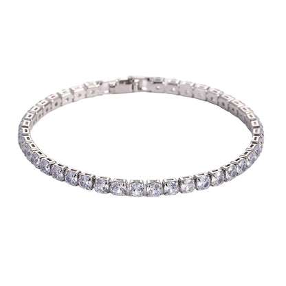 Luxury Hiphop Iced Out 4mm Cubic Zirconia Crystal Tennis Bracelets For Women Men Gold Color Silver Color Bracelet Chain Jewel