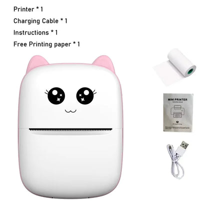 Portable thermal printer mini cat print photo pocket thermal label printer 58mm printing wireless Bluetooth Android iOS print