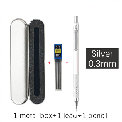 High Quality Metal Mechanical Pencils Set with Lead Refills Drafting Automatic Pencil 0.3, 0.5, 0.7, 2.0mm Pencil for Art Sup