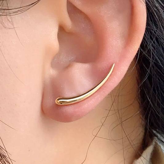 Long Dipper Ear Hook Clip on Earrings for Women Moon Curved Metal Ear Climbing Ear Cuff Piercing Earrings Fashion Jewelry Gif