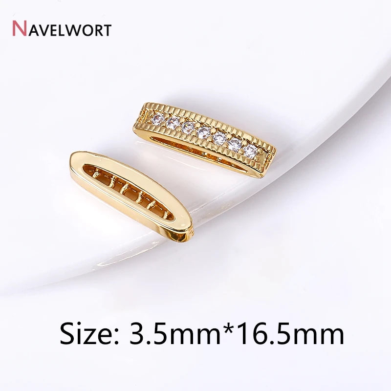 18K Gold Plated Brass Spacer Bars,Cuboid Rows Separator,Inlaid Zircon Accessories DIY Spacer Bars,Supplies For Jewelry