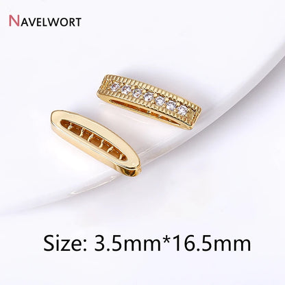 18K Gold Plated Brass Spacer Bars,Cuboid Rows Separator,Inlaid Zircon Accessories DIY Spacer Bars,Supplies For Jewelry