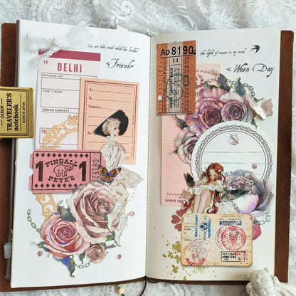 50 Pcs Aesthetics Vintage Letterhead Stickers Stub Stickers for Scrapbook Junk Journal Water Bottle Laptop Phone