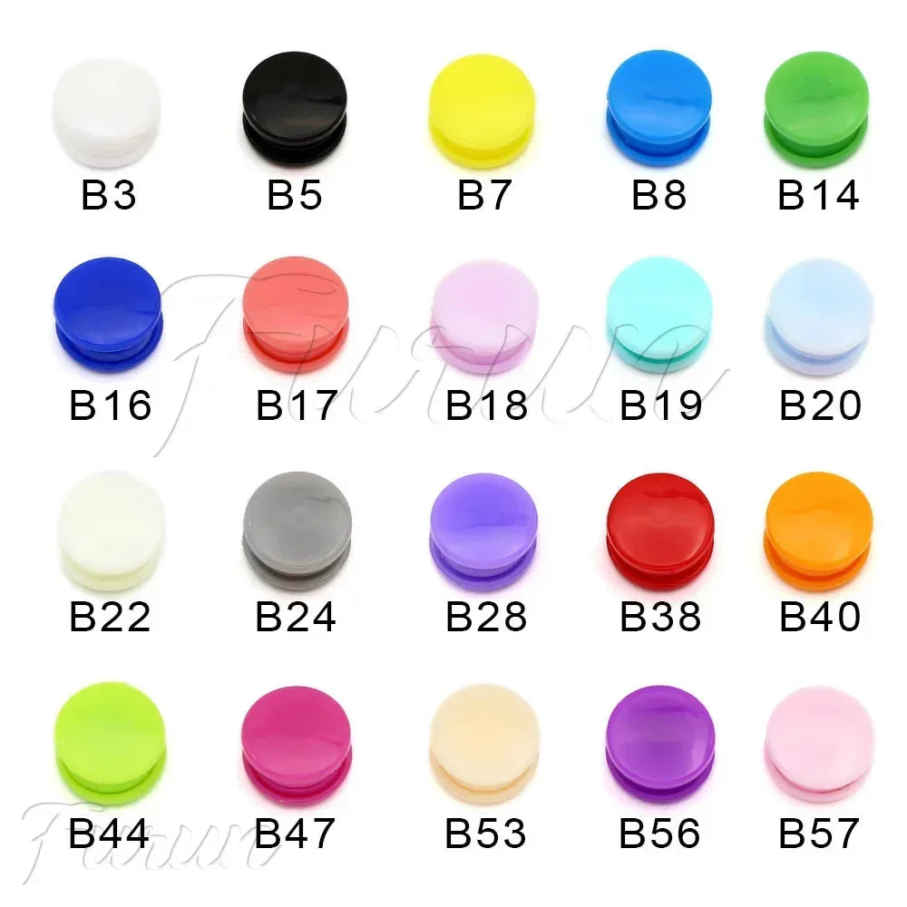 100sets Multiple Colors Plastic Snap Buttons Round Press Stud Fasteners for Baby Clothes Garment Accessories DIY Craft 20Colo