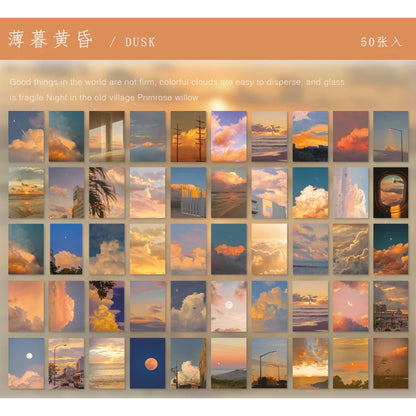 Yoofun 50 Sheets Natural Scenery&Art Paintings Stationery Stickers Book Aesthetic Landscape Cute Scrapbooking Planner Journal