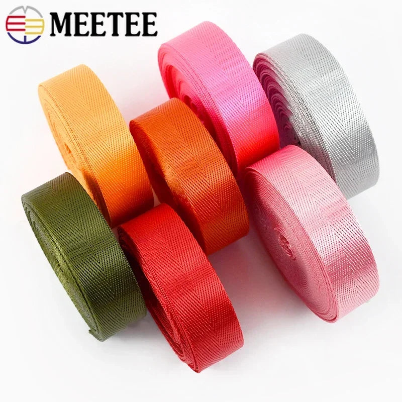 5/10M 1mm 20-38mm Nylon Ribbon Band Herringbone Pattern Webbing Tape Belt Backpack Strap DIY Bag Binding Fabric Sewing Access