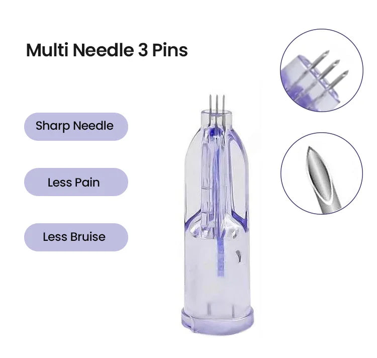 Sterile Nanosoft 34G Nano Needle 3 Pin 0.6mm 0.8mm 1.0mm 1.2mm 1.5mm Skin Rejuvenation Nano Soft Agujas Single Packaged