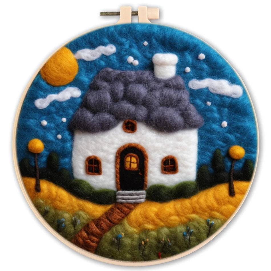 Needle Felting Kit For Beginner Wool Painting Kit DIY Felt Wool Needle Felt Set Tool Landscape Gift Picture For Home Decors -
