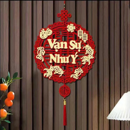2026 Lunar New Year Decorations - Traditional Tet Festival Hanging Ornaments with Tassels, Asian Spring Festival Home Decor G