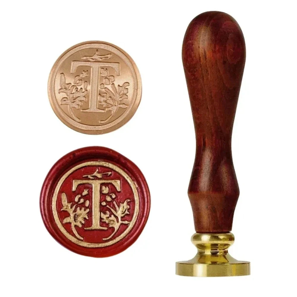 1set 26 Letter A-Z Wax Seal Stamp with wooden handle, Wax Seal Paint Copper Head for Envelope Gift Invitation Card Sticker - 