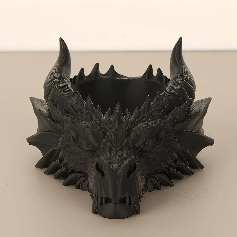 Cool Gothic Dragon Head Desktop Decor, Dark Series Jewelry Storage Organizer, Home Ornament - black