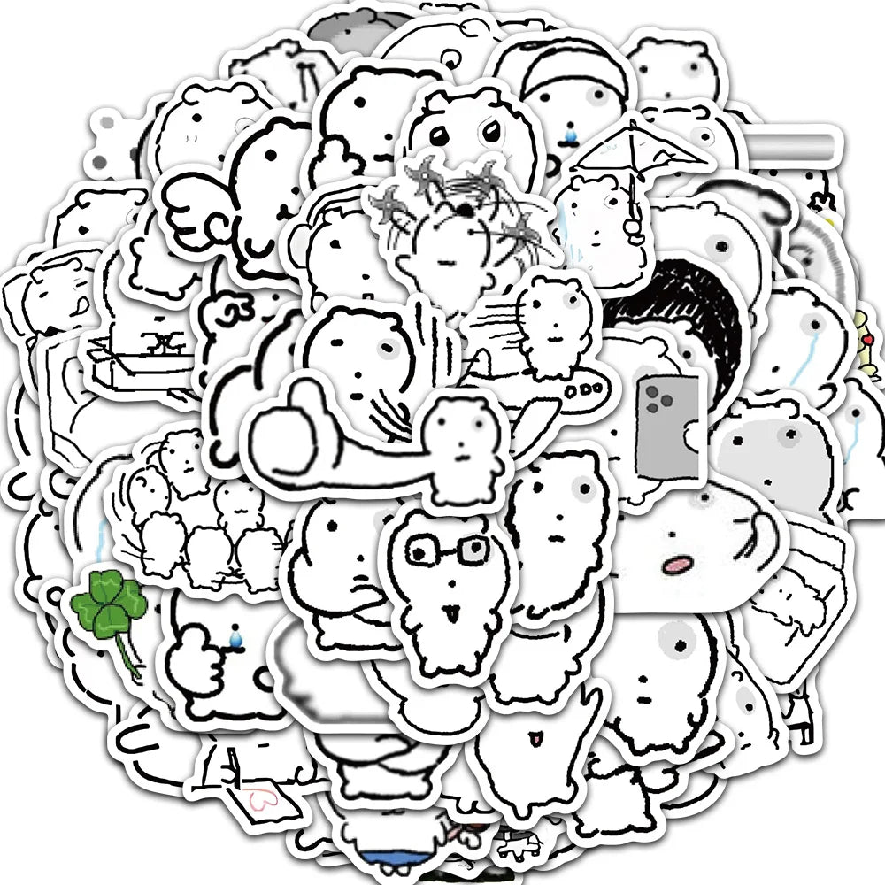 72PCS Abstract Eye Bubble Cat Graffiti Stickers Scrapbooking Collage Material Helmet Phone Water Cup Wall Notepad Decoration 