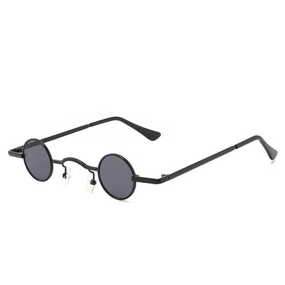 Vintage Rock Punk Man Sunglasses Classic Small Round Sunglasses Women Wide Bridge Metal Frame Black Lens Driving Eyewear