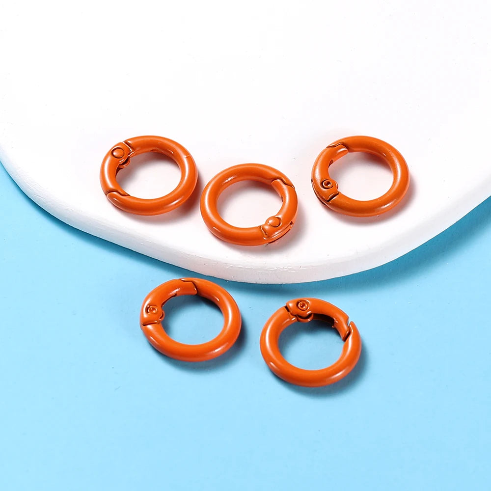 5Pcs/Lot 21 Colors Metal O Ring Spring Clasp Openable Round Carabiner Keychain Clips Hook Dog Chain DIY Jewelry Buckle Connec