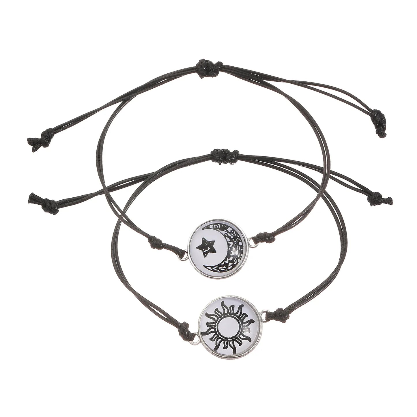 Romantic Luminous Sun Moon Couple Bracelets for Women Men Handmade Braided Rope Matching Bracelet Charms Lover Jewelry Gifts