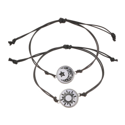 Romantic Luminous Sun Moon Couple Bracelets for Women Men Handmade Braided Rope Matching Bracelet Charms Lover Jewelry Gifts
