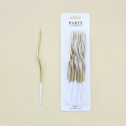 12/48pcs/1case Birthday Candles Spiral Cake Candles Long Thin Cake Candles For Wedding Party And Cake Decoration - 12PC GoldC