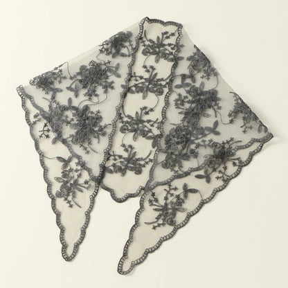 Elegant Lace Scarf Hollow Out Embroidery Foulard Bandana Solid Color Triangular Scarf Thin Vintage HandkerChiefs for Hair Wom