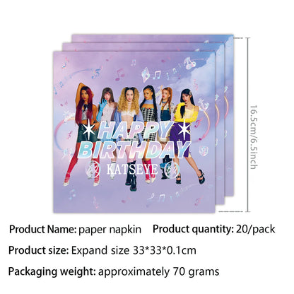 K-Katseye Birthday Decoration Kpop Girl Group Napkin Balloon Cup Plate Tablecloth Banner For Girls Festival Party Fans Gift -