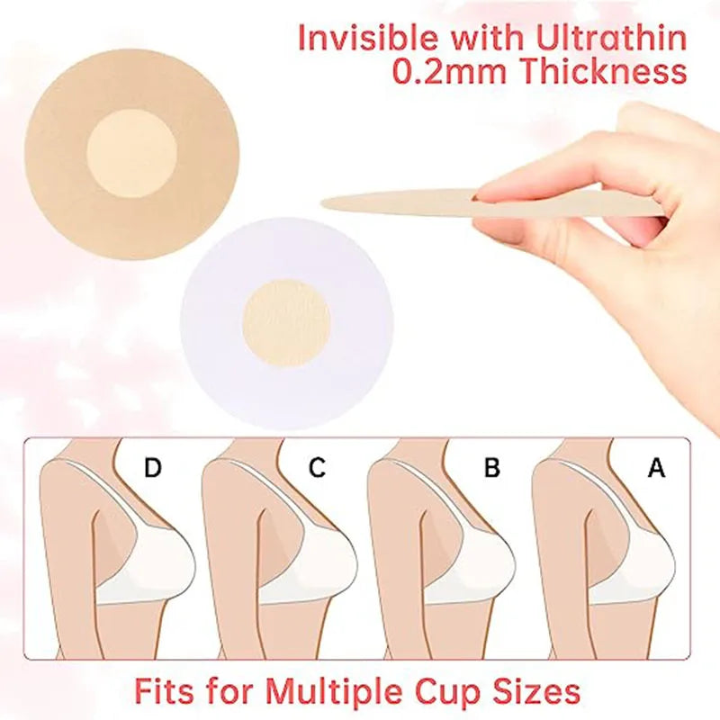 100Pcs Nipple Sticker Disposable Invisible Chest Sticker Non-woven Bra Breast Patch Bra-less Pasties Pad Nipple Cover Sticker