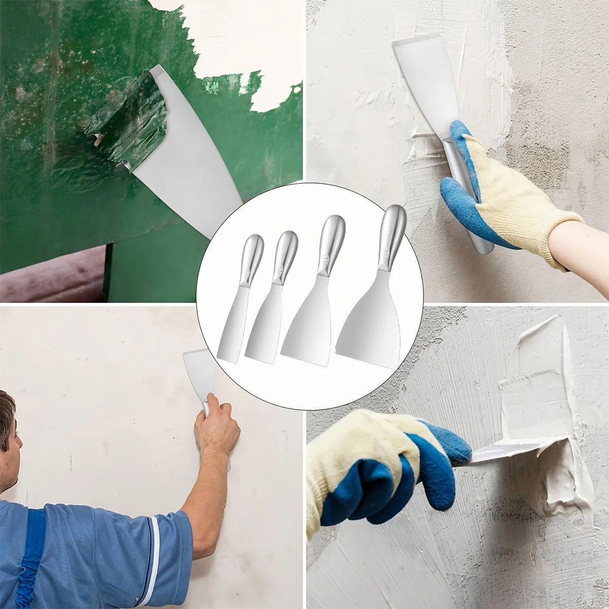 Premium Polished All-Stainless Steel Scraper Tool for Drywall Finishing,Professional Grade Putty Blade for Scraping Paint
