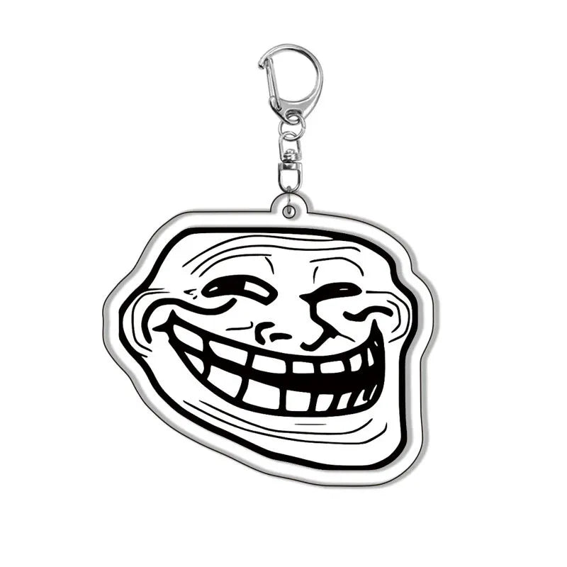 Creative Troll Face Keychains No Me Gusta Rage Forever Alone Acrylic Pendant Key Chain Backpack Car Ornament Comic Fans Gift 