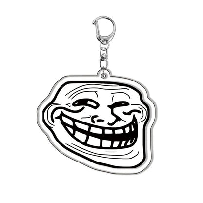 Creative Troll Face Keychains No Me Gusta Rage Forever Alone Acrylic Pendant Key Chain Backpack Car Ornament Comic Fans Gift 