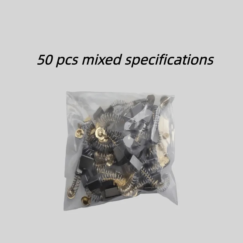 50pcs Heavy-Duty Carbon Brush with Metal Bases - for Drills, Sanders, Grinders, Motors - Durable Motor Repair Parts Kit - 50p