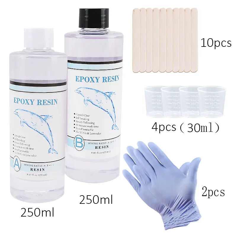 1:1 Clear Epoxy Resin Crystal Clear Art Resin Epoxy 2 Part Epoxy Casting Resin Kit with Measuring Cups, Stick, Silicone Glove
